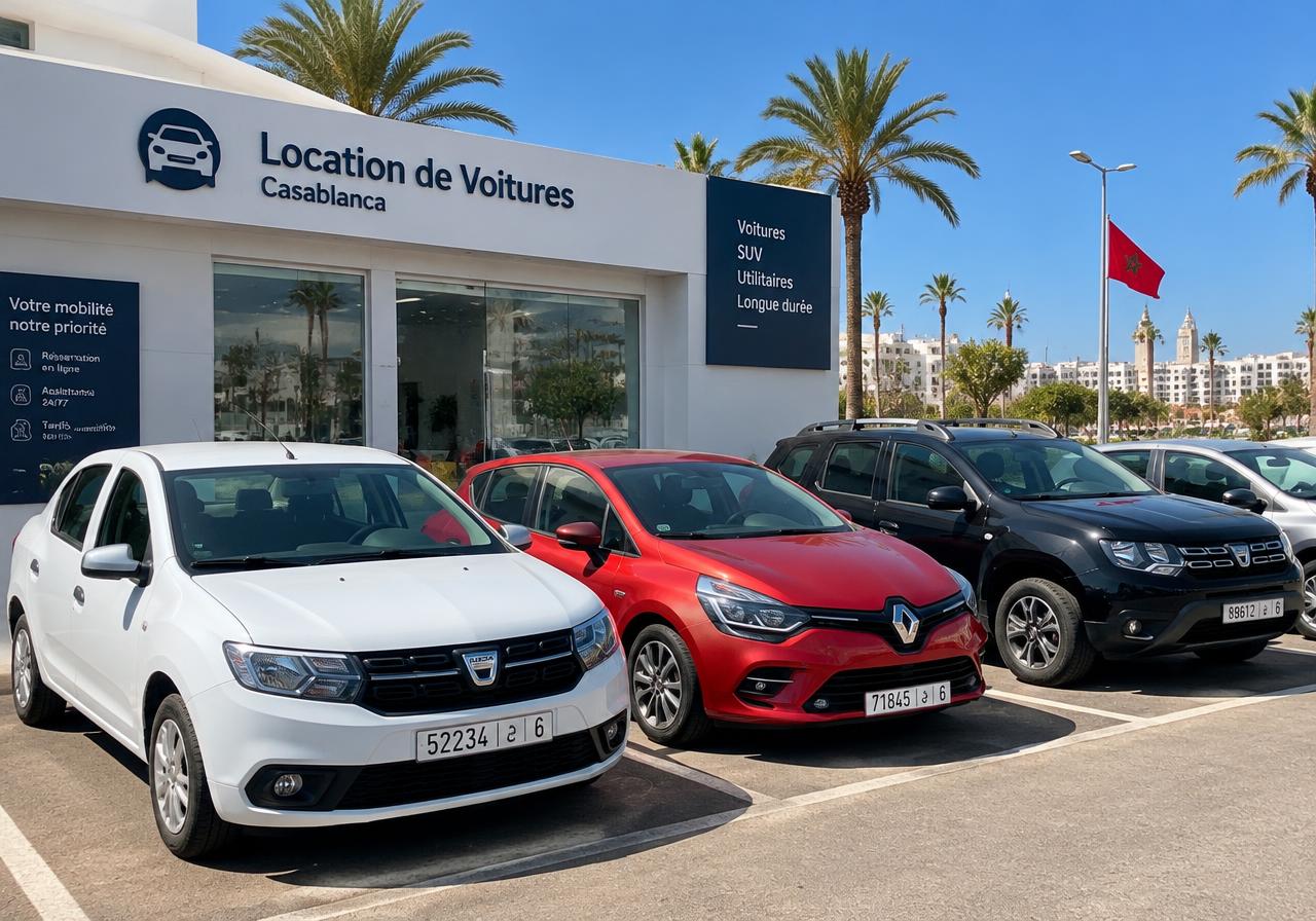 Parking d'une agence de location au Maroc